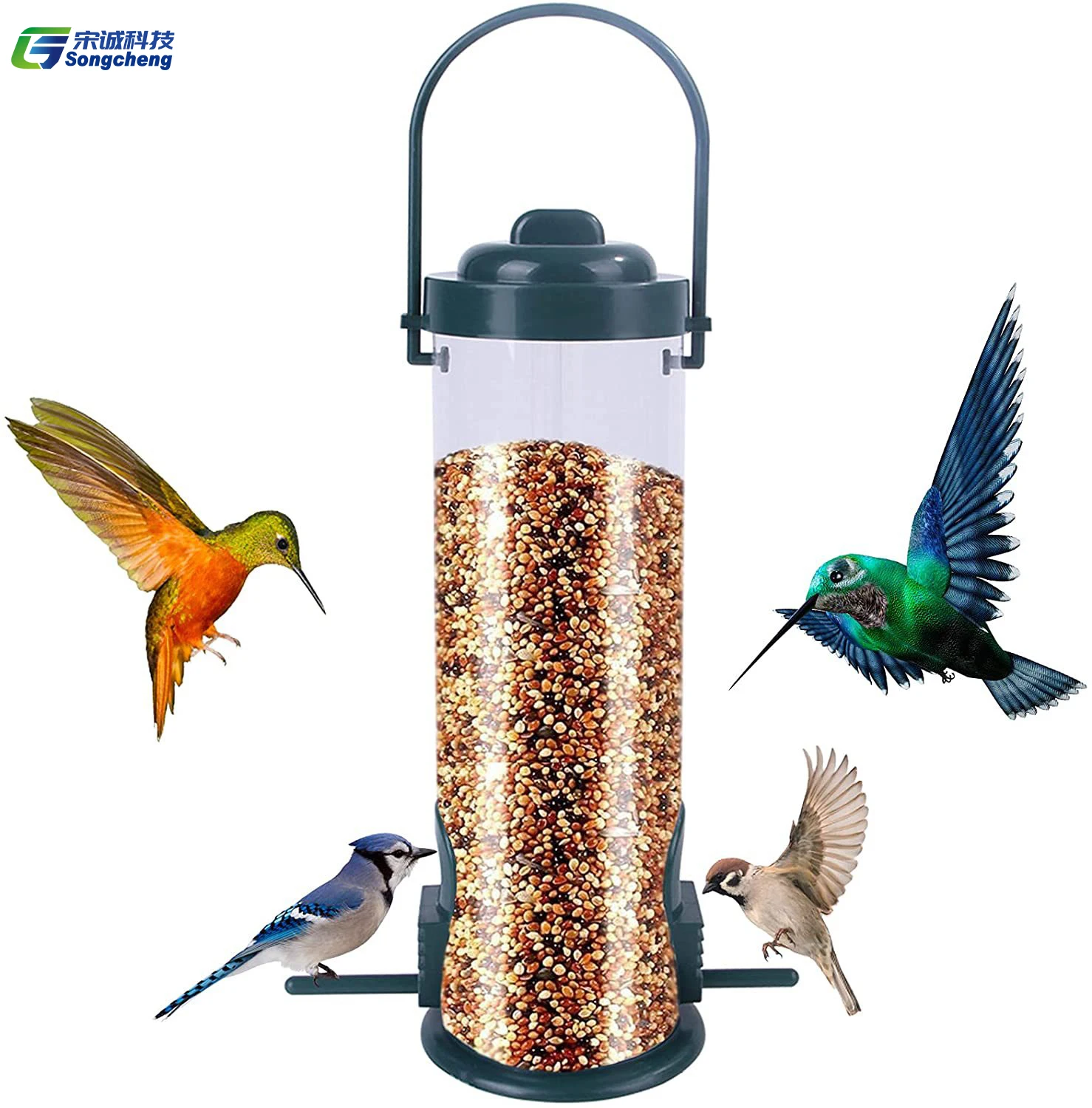 
Hanging Bird Feeder with Standing Pole Outdoor High Quality PP Bird Feeder 