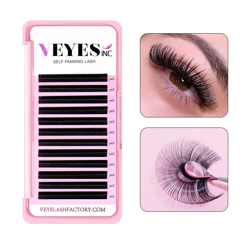Veyelash Silk Volume Lashes Easy to Fan Lash Auto Self Fanning Faux Mink Eyelash Extensions