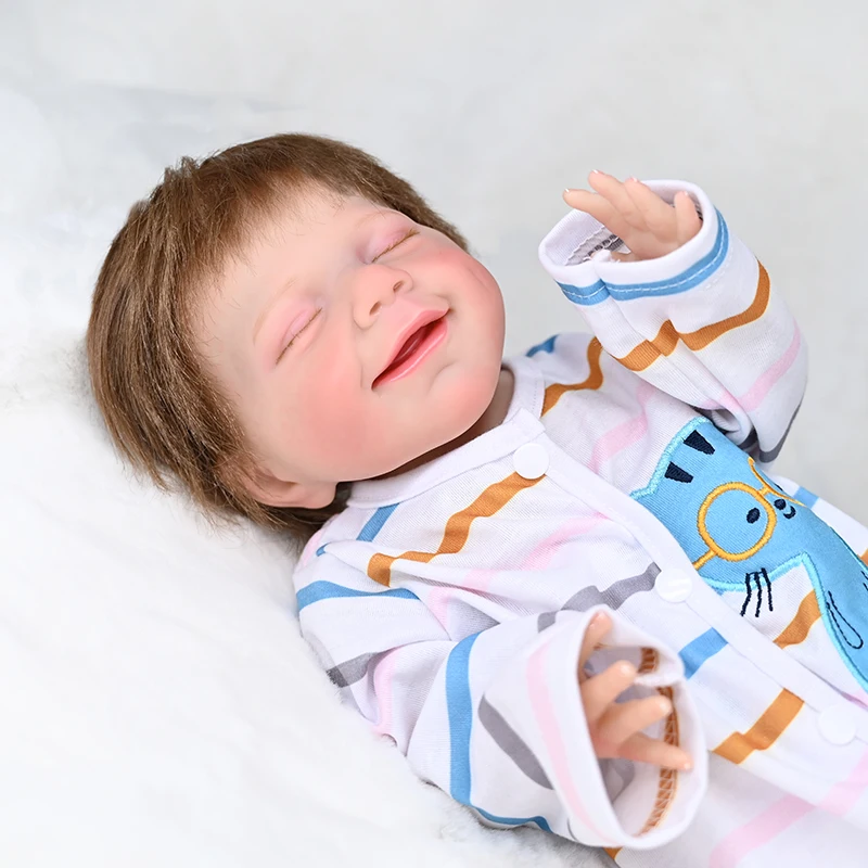 18inch Full Body Vinyl Reborn Baby Doll Meadow Newborn Baby Size Handmade Hand-root Hair 3D Painted Visible Veins Real Pictures