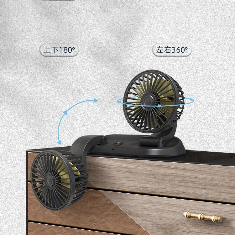 Double headed fans car fan for truck vehicle air cooling universal usb rotatable strong wind