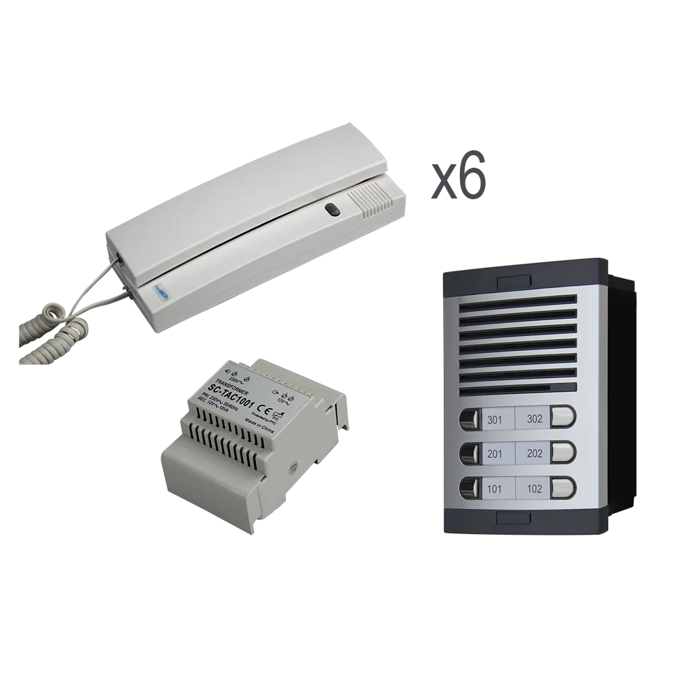 6 Ways Door Entry Kit 4+n Wiring Aluminum Panel Metal Push Button Embedded/Surface Installation Citymax