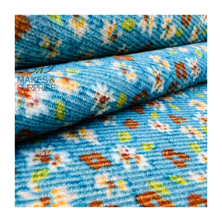 Custom Textile Fabric Printing Cotton Corduroy Fabric Stretch Velvet Corduroy Floral Fabric For Clothes Garment