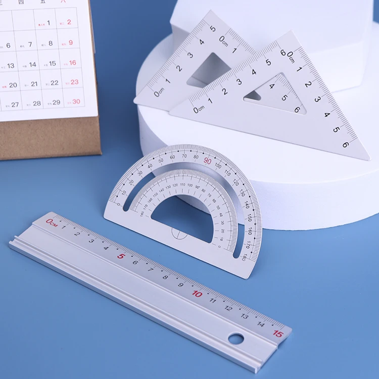 Customized Math Geometry Set 4pcs Ruler Set In Plastic Box For Primary School Student Geometric Instrument Plastic Geometric Set