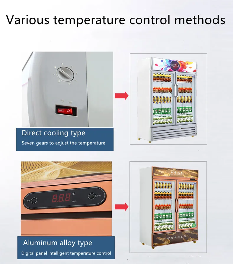 Supermarket Beer Display Freezer Vertical Beverage Cooler Pepsi Fridge Refrigerators Glass Door Chiller