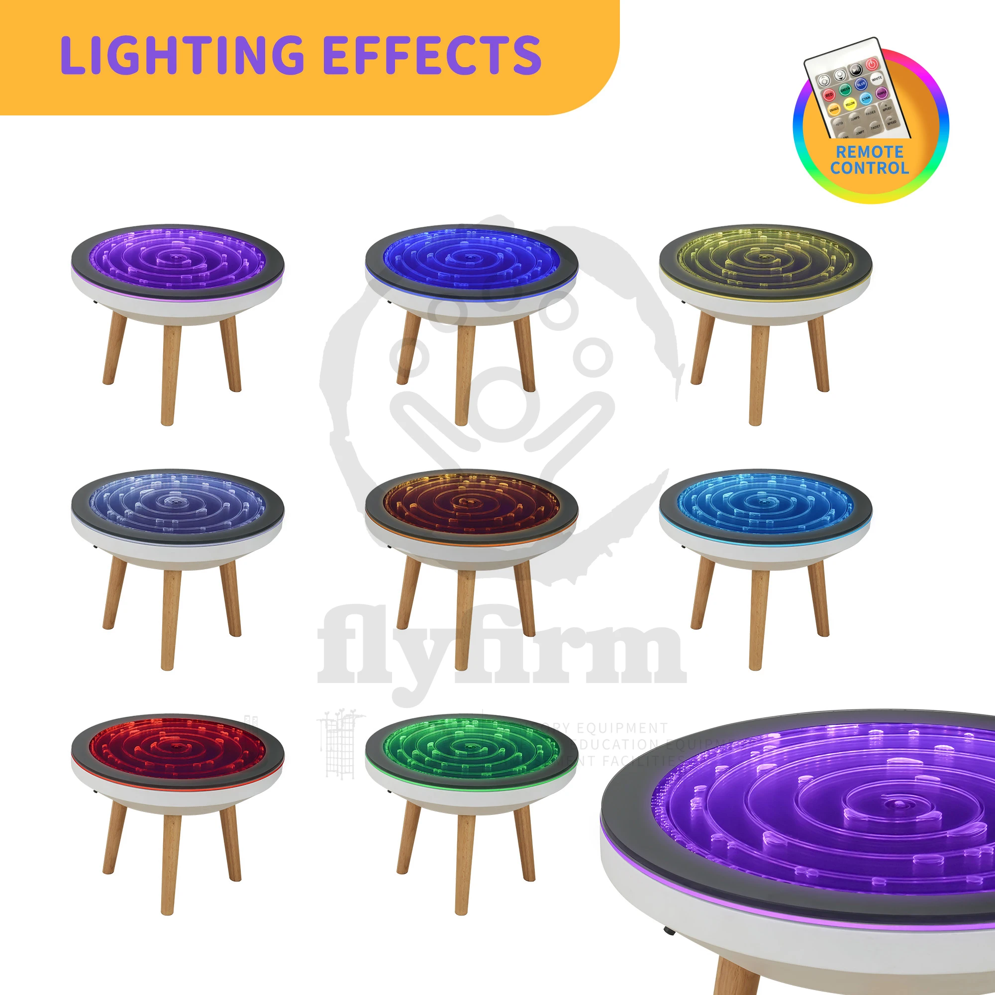 Flyfirm Round Flowing Bubble Table with Adjustable LED Lights Perfect for Bars, Sensory Rooms, and Visual Therapy