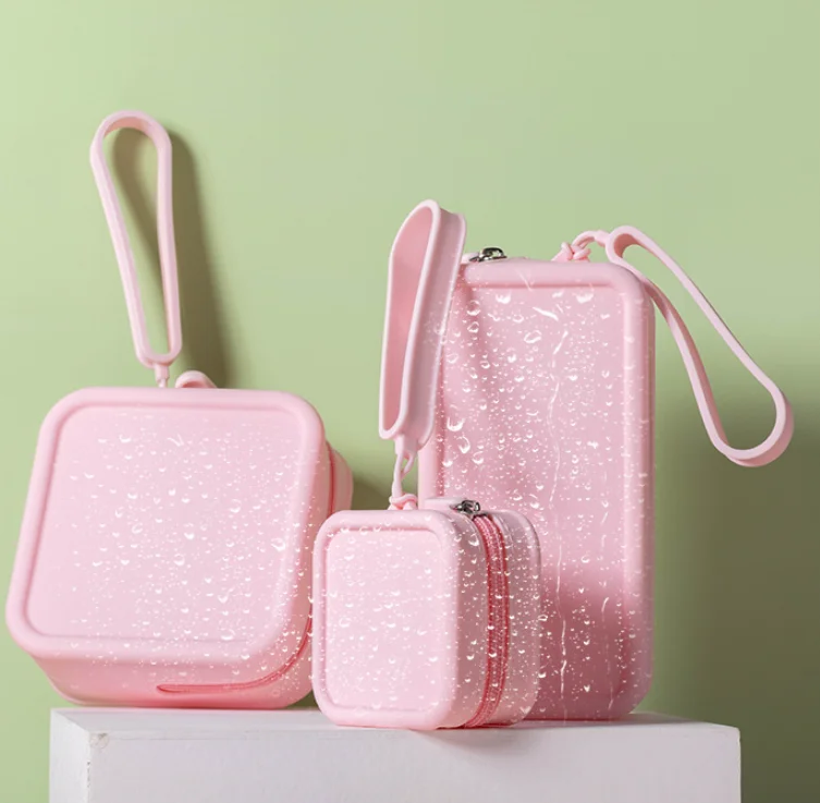 Factory Direct Sale Waterproof Silicone Cosmetic Storage Bag High-value Solid Color