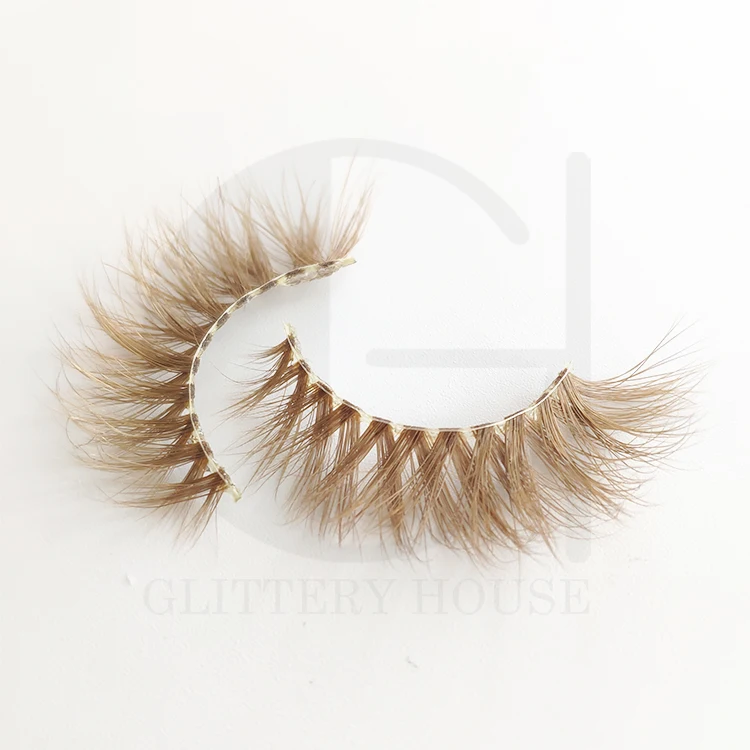 3D color mink eyelash full strip real mink eyelashes wholesale private label 3d handmade natural false eyelash brown color lash