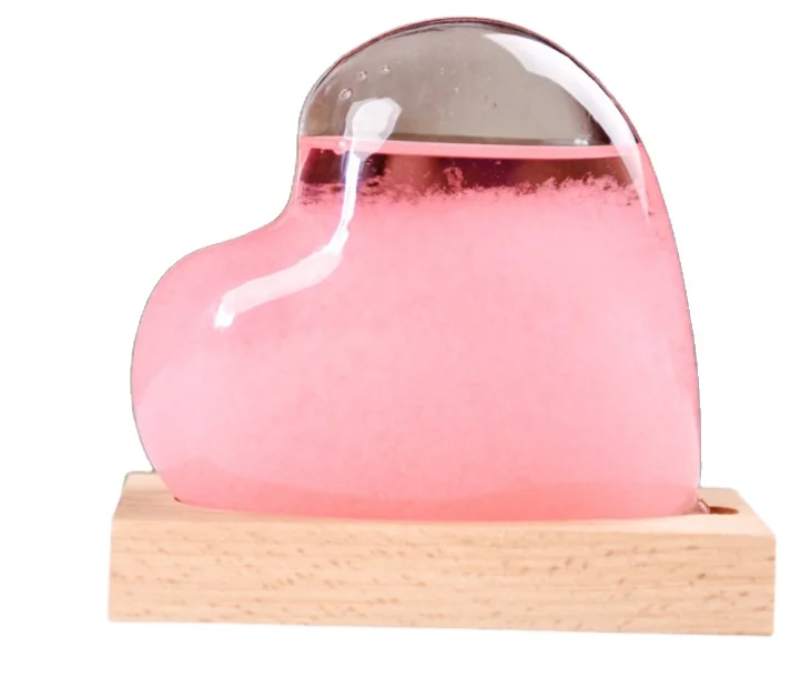 Creative Stylish Anti-Shaking Desktop Home Decoration Crafts Weather Forecast Predictor Heart Shape Storm Glass Bottle Barometer