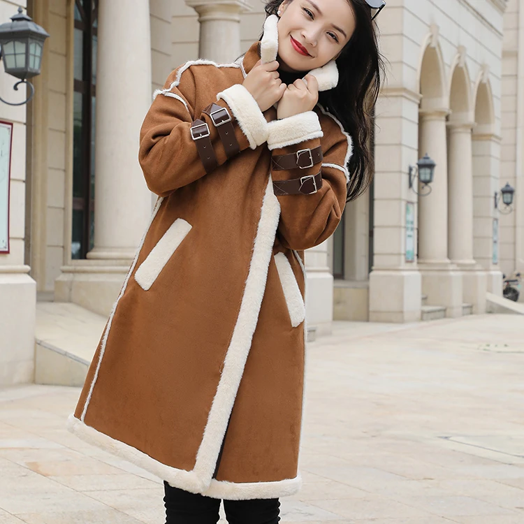 Suede lamb wool coat women new autumn winter  thickened fleece  fur coat