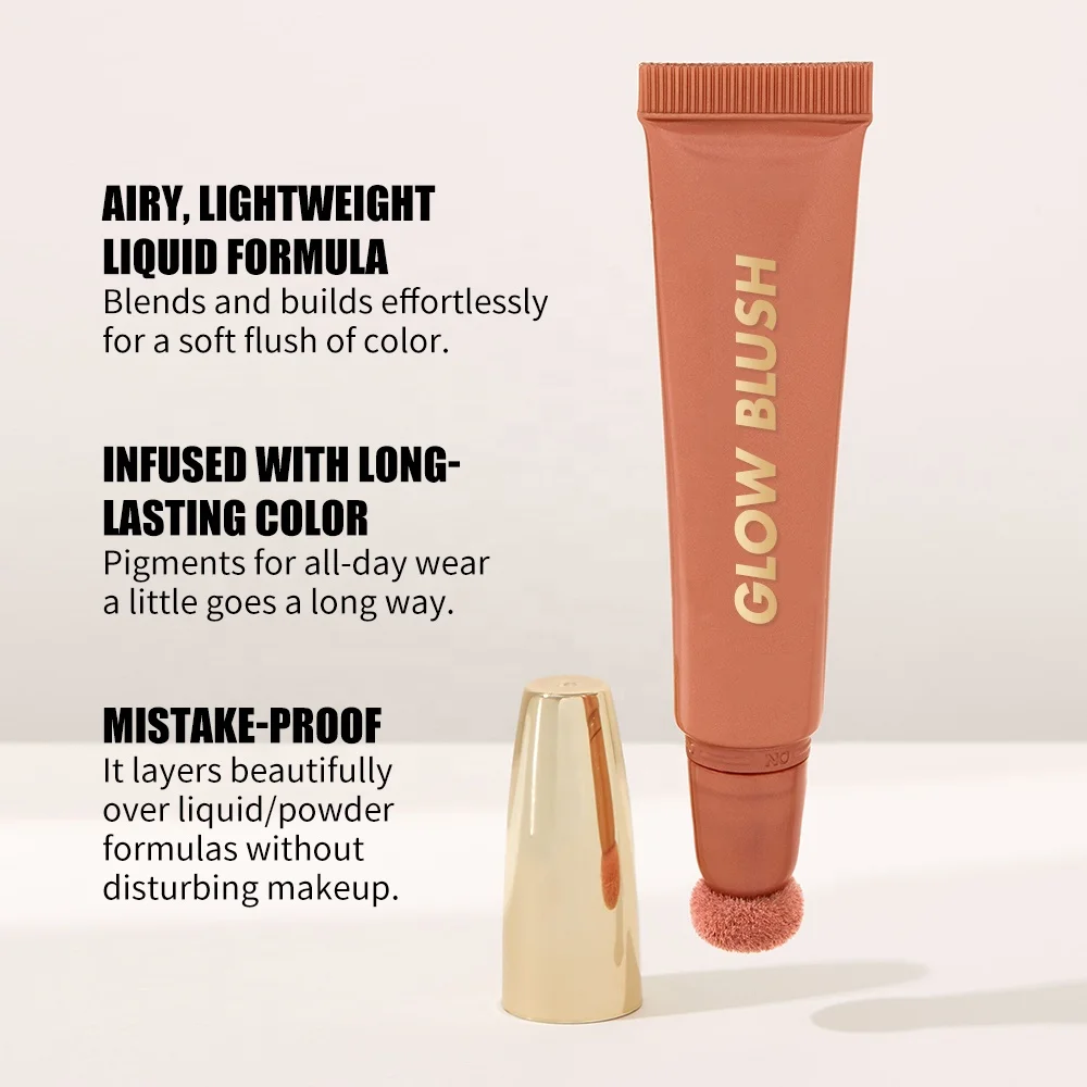 Wholesale Customizable Vegan Shimmer Cream Blush Hot Selling 3 Color Cheek Tint Waterproof Creamy Private Label Liquid Blush