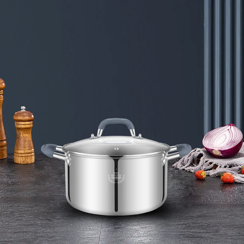 Noble type Induction stockpot Restaurant kitchen soup warmer pot Multi-function Composite Stainless steel deep Soup Pot with Lid