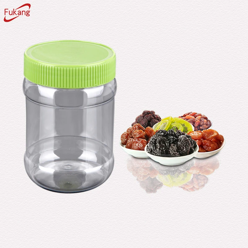 Custom clear sealed PET honey plastic food storage jar with lid