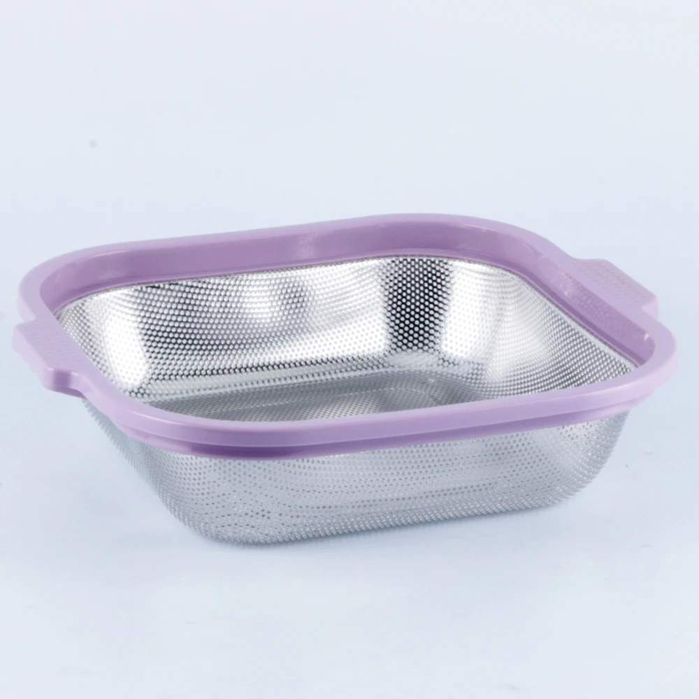 Stainless Steel Micro-Perforated Colanders Strainers for Draining Rinsing Washing Wash Vegetables, Fruits, Rice With handle