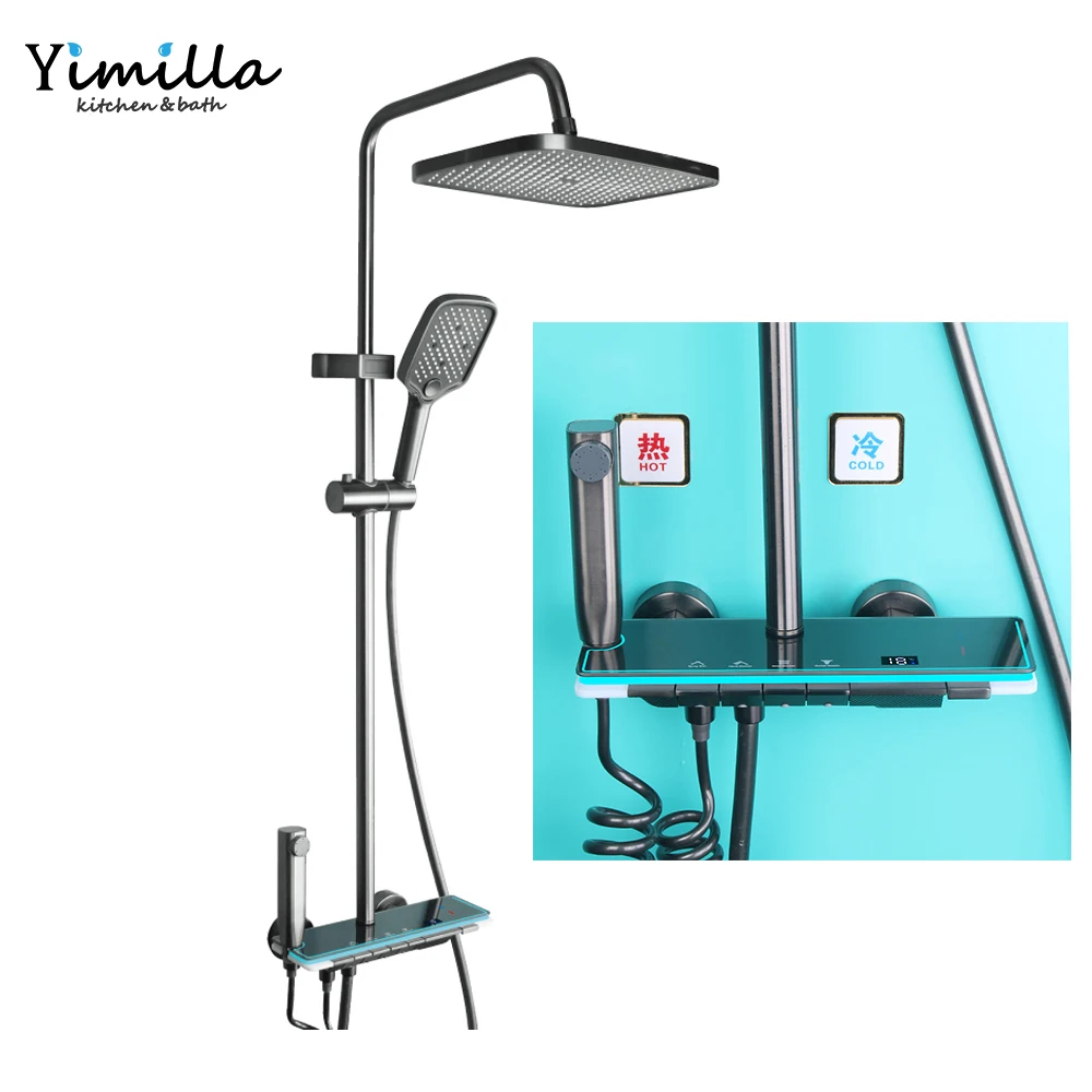 Digital Thermostatic Intelligent Bathroom shower faucet panel Display bathroom shower mixer Bidet Shower Set for project
