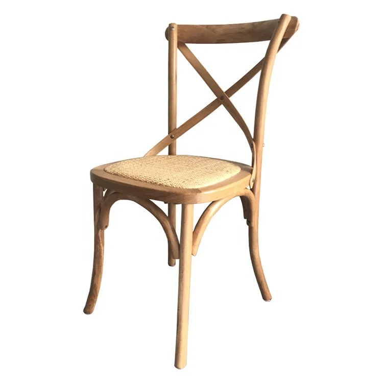 Rental Wedding Stackable Wooded Antique Classic X Chair Cross Back Chair Dining Chair with Rattan