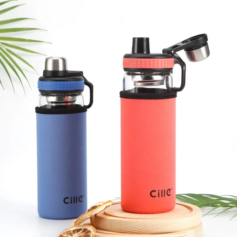 
1 liter 2l coloured crystal blank branded gallon silicone double wall glass water bottles online 