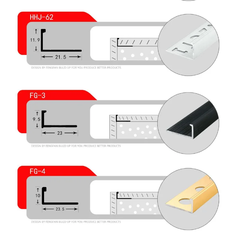 Metal Decorative Strips Aluminium Extrusion Profiles OEM L Shape Straight Aluminum Tile Trim For Wall Corner Decoration