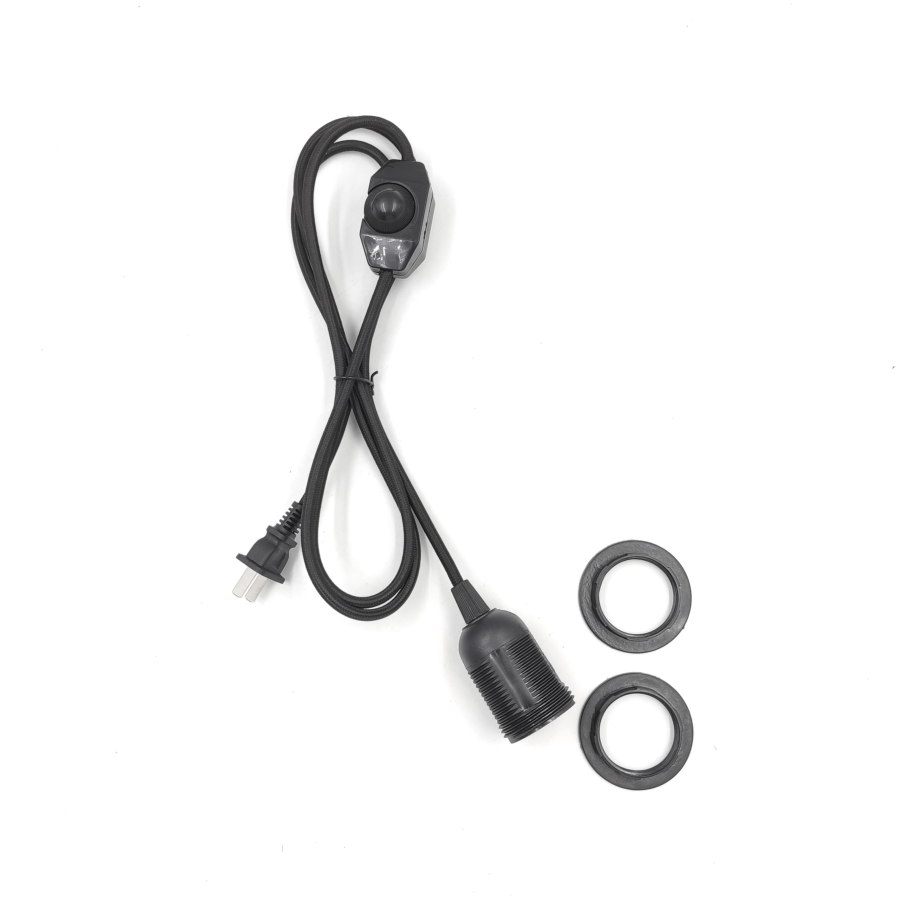 Hagood 1.8m Power Cord Cable E27 full tooth lamp head EU/US plug with Double Ring with 301 switch wire for Pendant LED Bulb e27