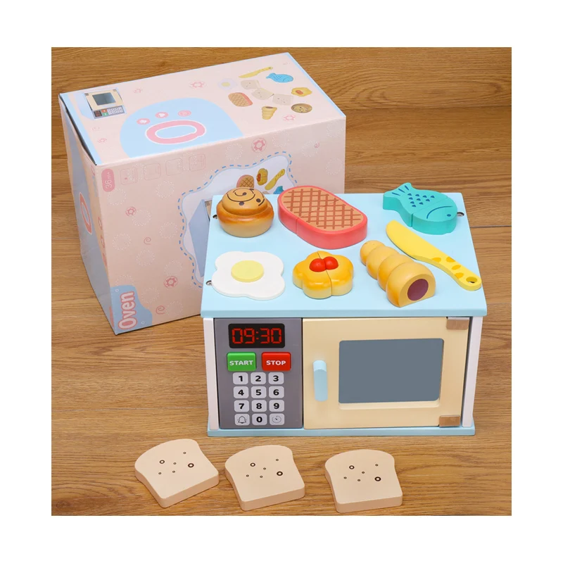 High Five Simulation Afternoon Time Pretend Play Kids Cooking Toy Oven With Accessories Wood Toy Food Kitchen Toys For Baby