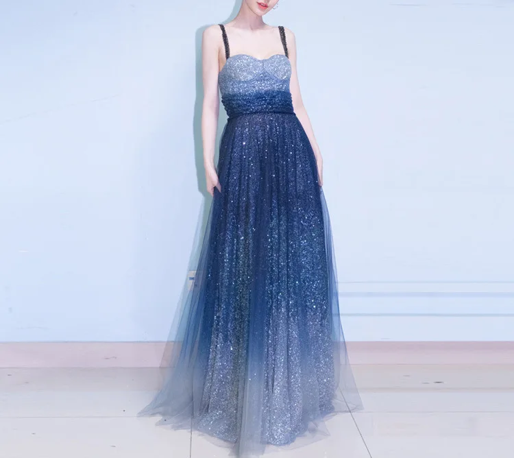 
Women luxury 2021 formal dresses evening Off The Shoulder ombre long maxi Sequins evening dresses party 