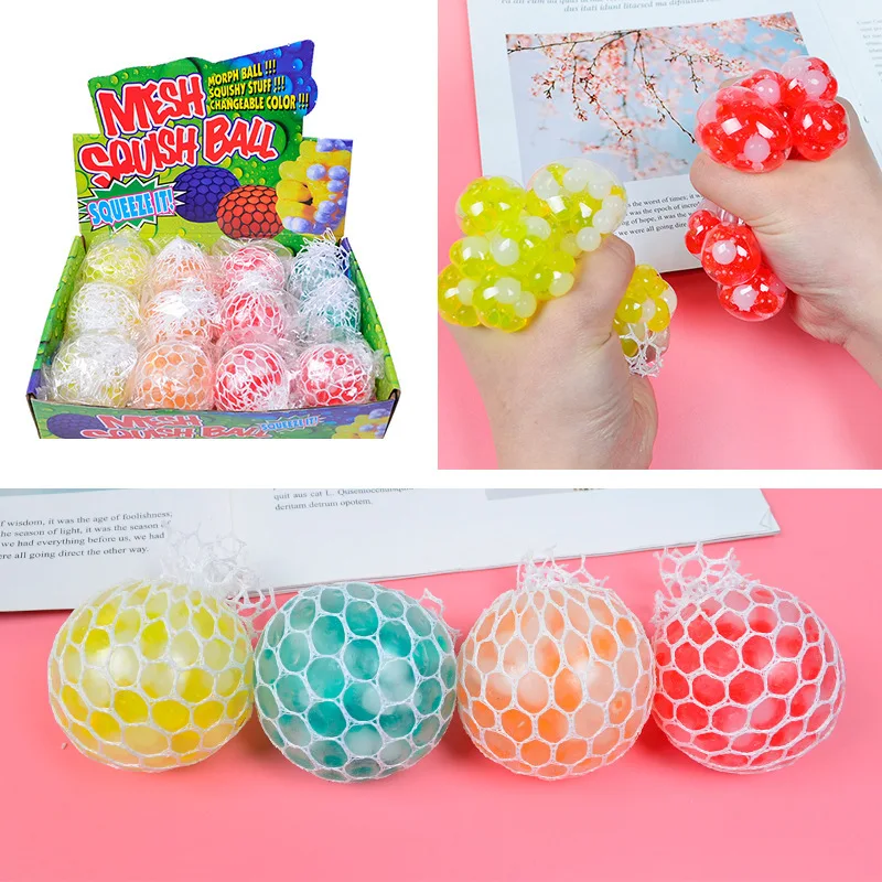 Mesh Ball Squeeze Tpr Grape Stress Toy Stress Relief Squeeze Grape Balls Relieve Pressure Squishy Mesh Ball