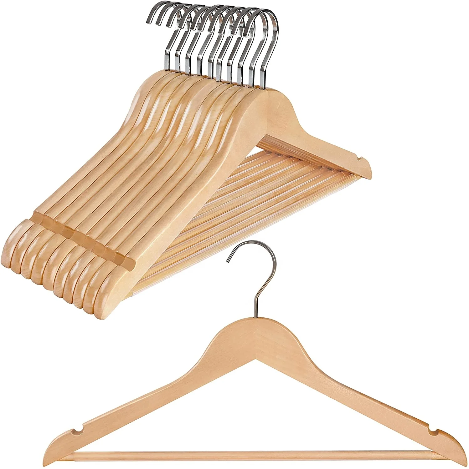 Manufacturer Custom High Grade Supermarket hanger Non Slip Coat Rack Wood Clothes Hanger