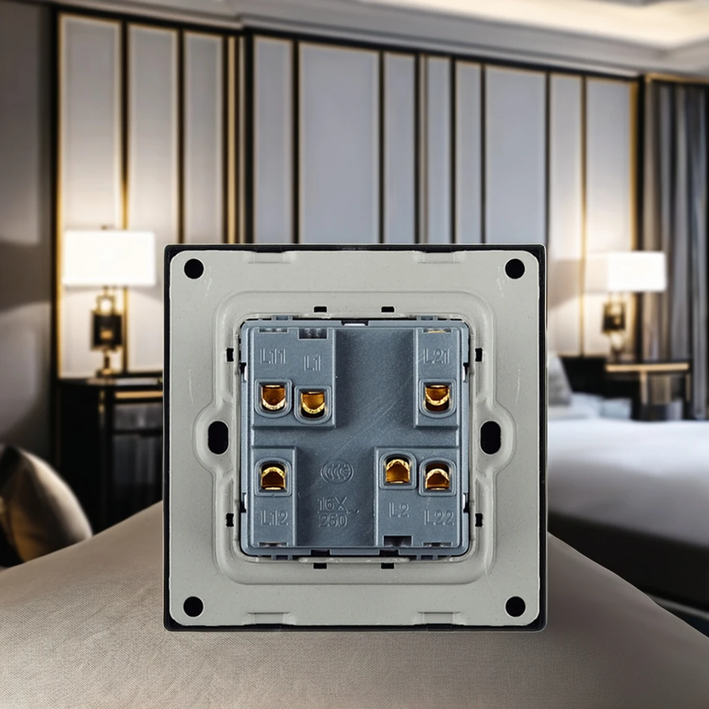 Modern 2Gang 1Way Electric Switches Indoor Control Waterproof Interruptor LED Indicator Wireless Max Voltage 250V Max 16A