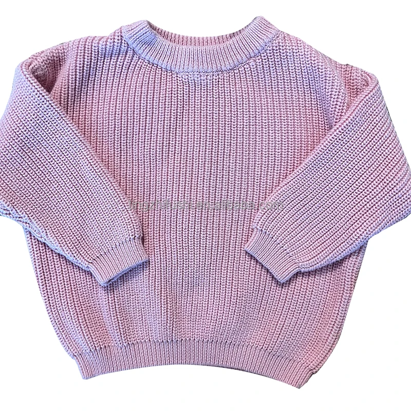 Recommend Winter Kids Clothes Long Sleeve Mix Plain Chunky Knitted Cotton Sweater Baby Sweaters Pullover