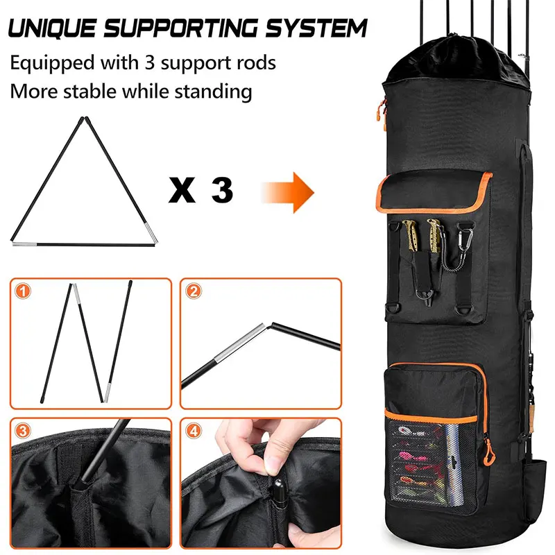 Hot selling High Quality Capacity Large Manufacture Outdoor Multi-Function Ocean Portable Fly Travel Camping Large Fish Rod Bag
