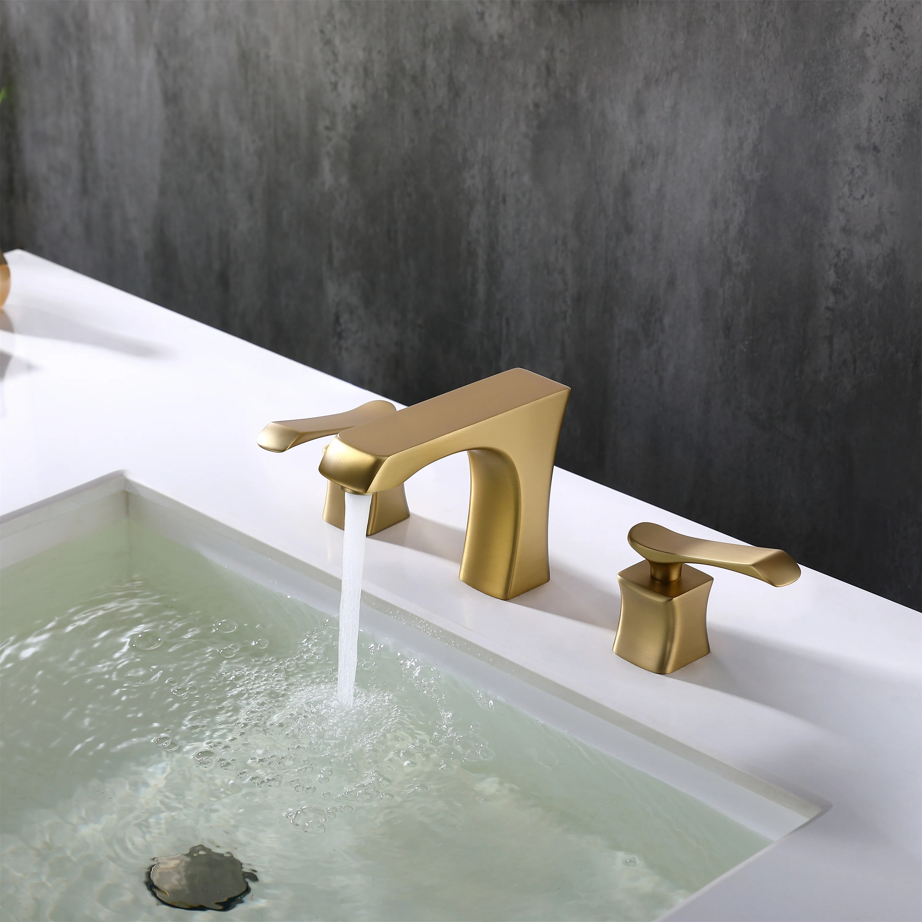 Bathroom basin faucet deck mounted double handle faucet Basin Mixer Hot Cold shower room sink Faucet 3 hole Tub Tap