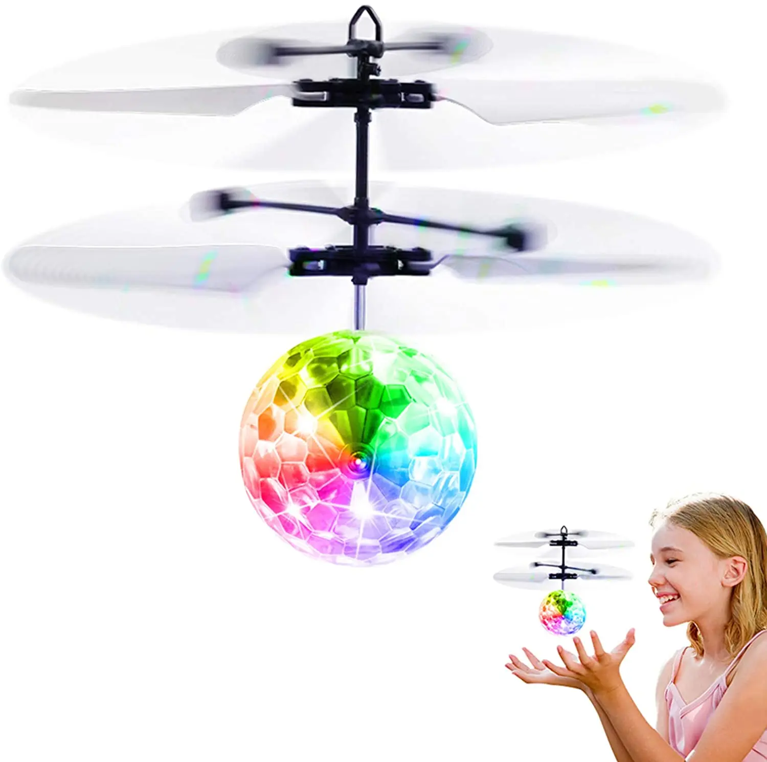 Cross-border E-commerce Hot Selling Flashing LED Light Mini Crystal Ball Flying Toys Drone Plaything Children Gift Helicopter