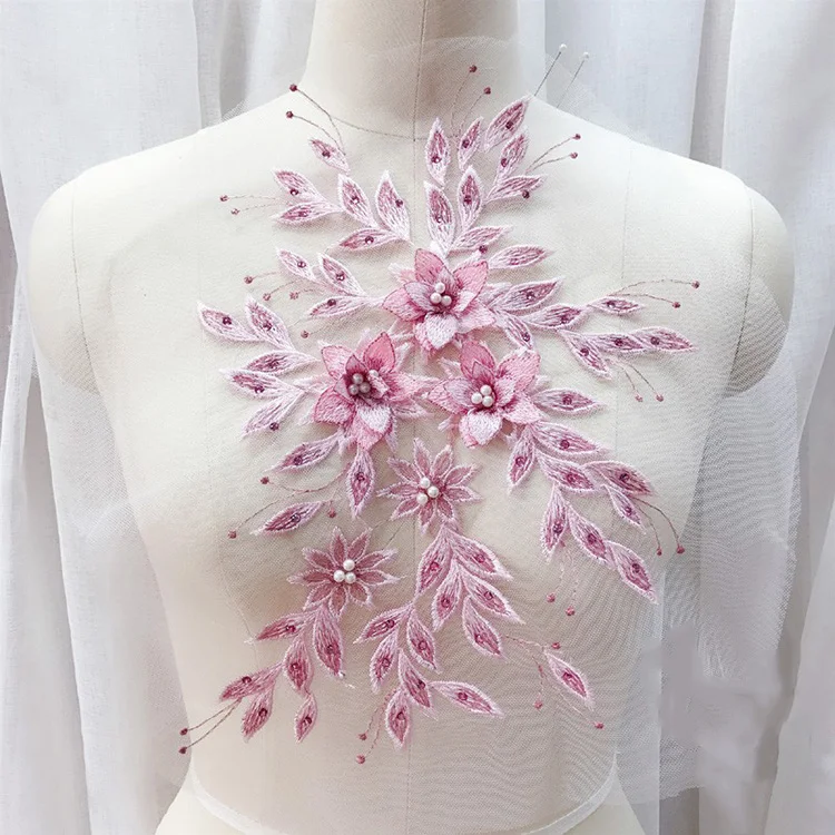 African beaded lace fabrics and purple bridal lace fabric beaded embroidery