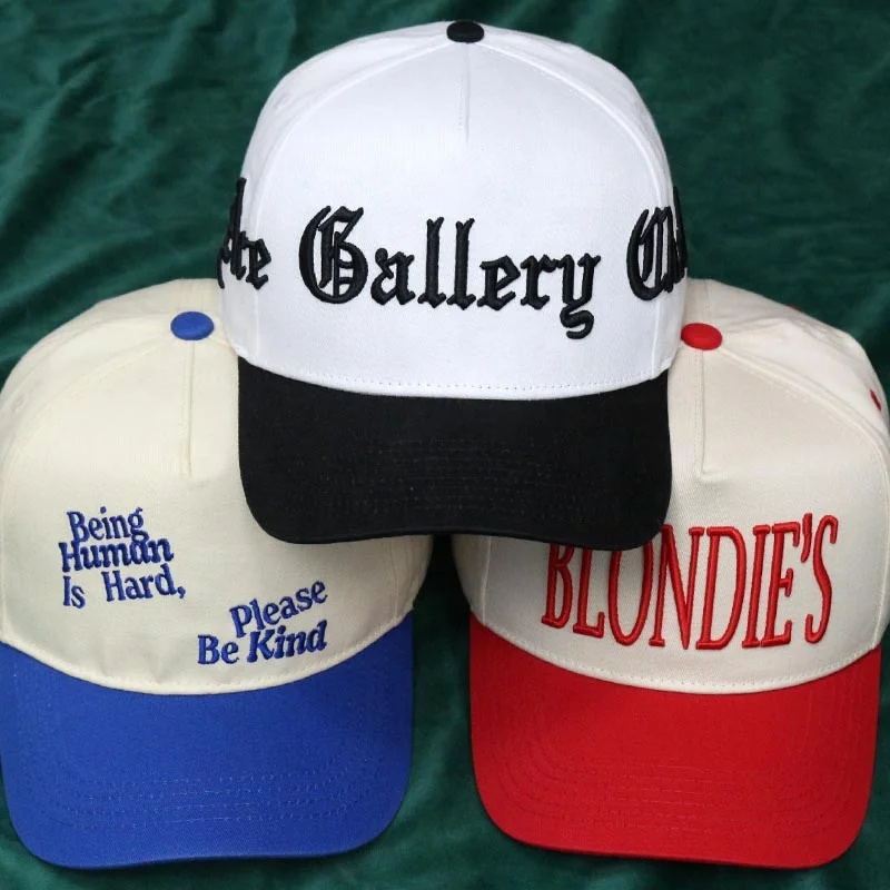 HBA54 Wholesale Custom Mens High Quality 5 Panel Cotton sports caps Two Tone Gorras Embroidery Logo Structured Baseball Cap