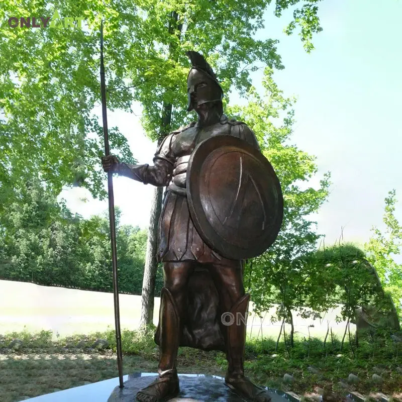 Antique Brass Bronze Roman Trojan Spartan Soldier Statues for city park and large garden decorations