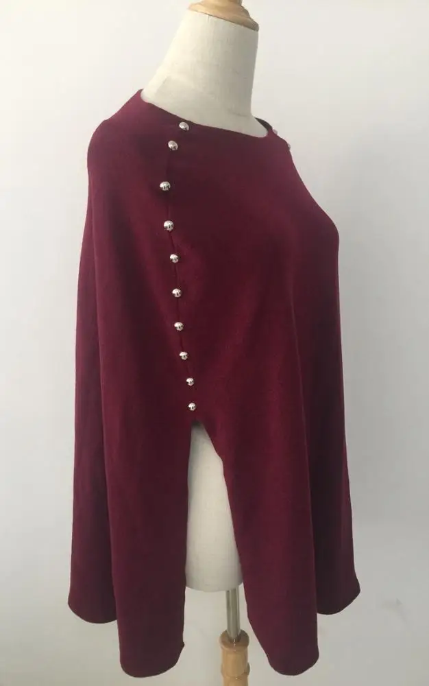 
Classic fashion cashmere fabric shawl with metal studs parts autumn spring shawl manufacturers 