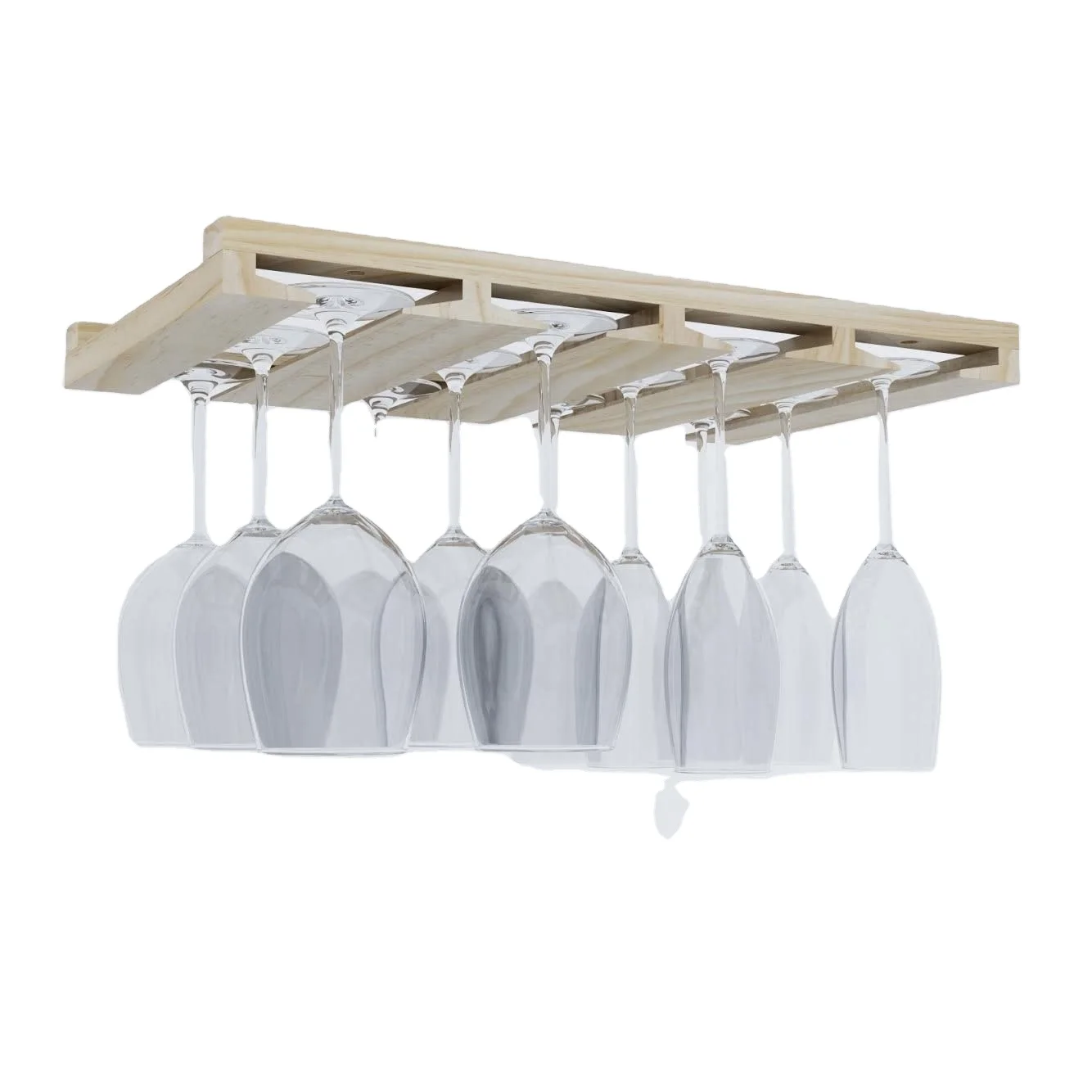 
Rustic wooden State Stemware Wine Glass Rack, Fits 6-12 Glasses Under Cabinet Easy to Install 