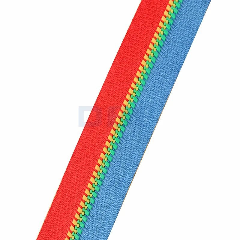 original design  contrast color tape teeth open end plastic resin zipper for garment