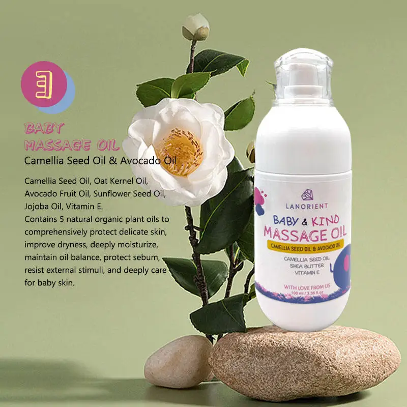 OME private brand Natural Camellia Baby Products Lotion 3 in 1 Shampoo & Body Wash Baby Skin Care Set Baby Bath Products