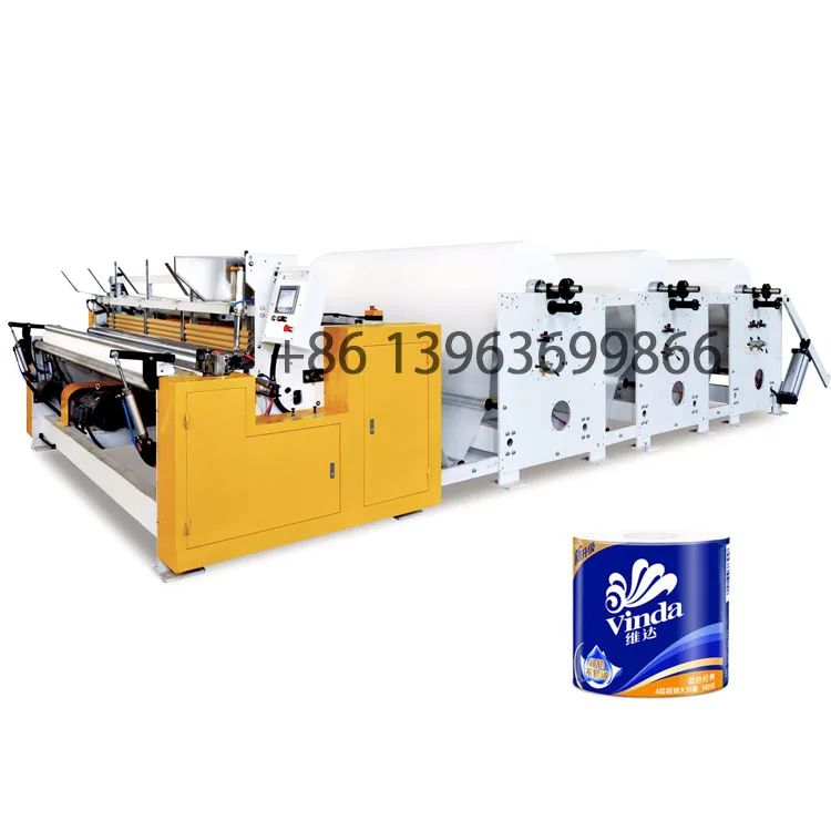automatic toilet roll tissue paper embossing rewinding perforating machine equipment for production of make toilet tissue paper