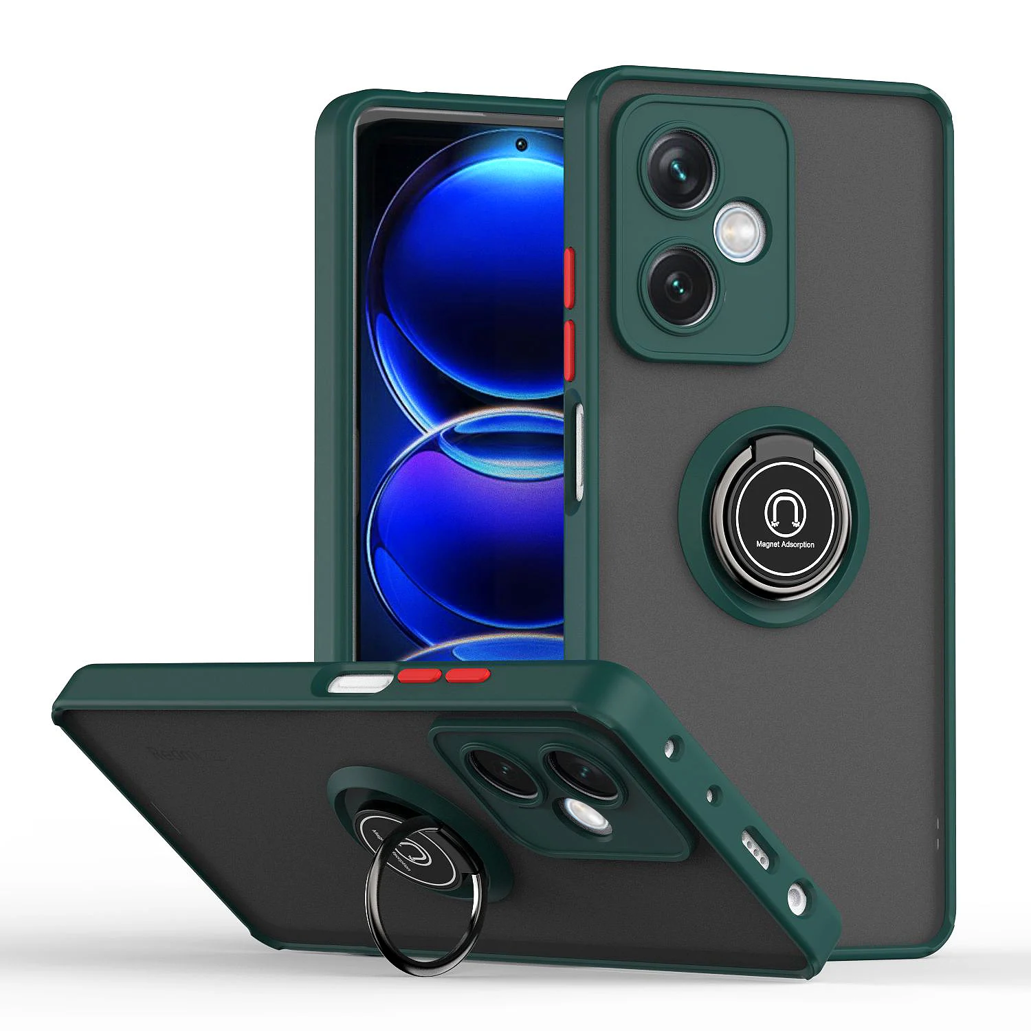 360 Magnetic Ring Kickstand case for Xiaomi Redmi Poco x5 5G, Poco x5 pro Slim Shockproof Matt Back Pc Mobile Cover