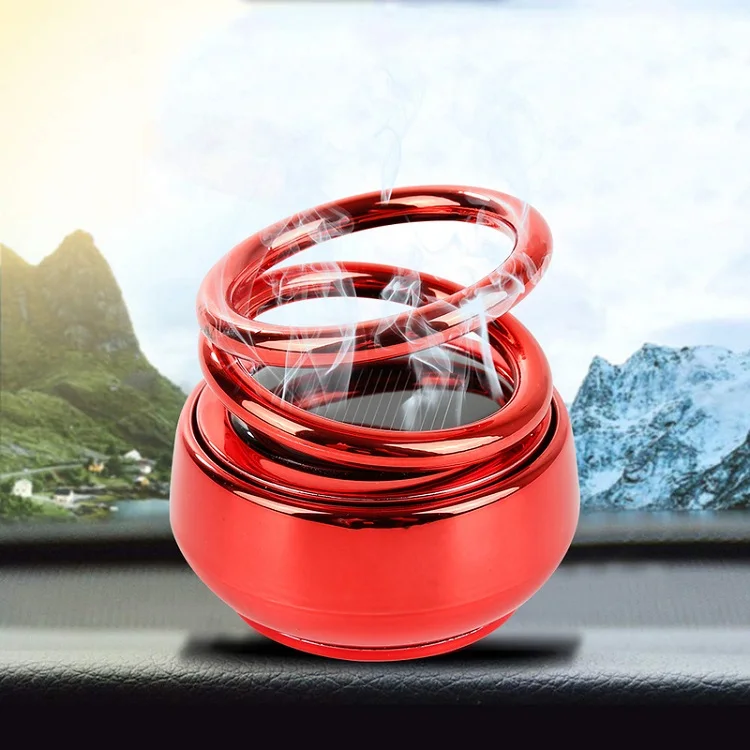 Solar Car Aromatherapy Essential Oil Diffuser 360 Double Ring Rotating Design Car Perfume Air Purifier Car Fragrance 2021