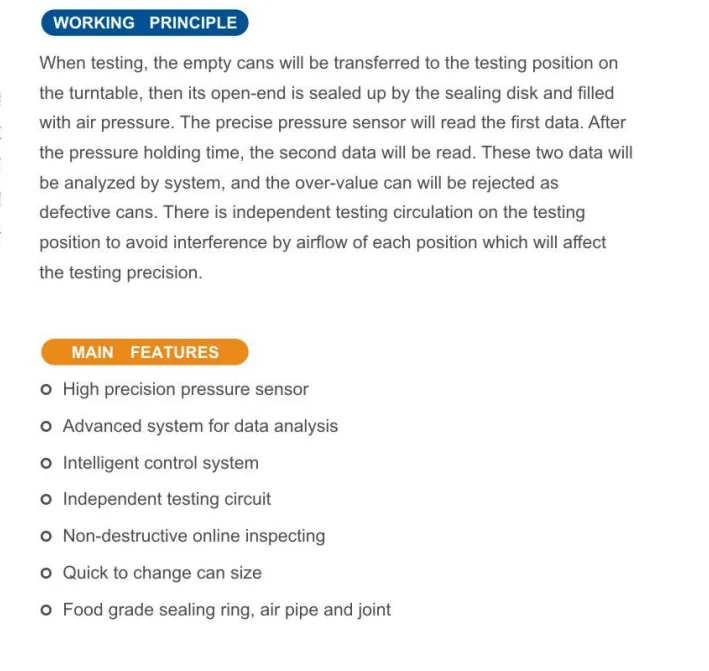 Hot Sale Milk Can Leak Detection Machine Tin Can Production Line For Plant