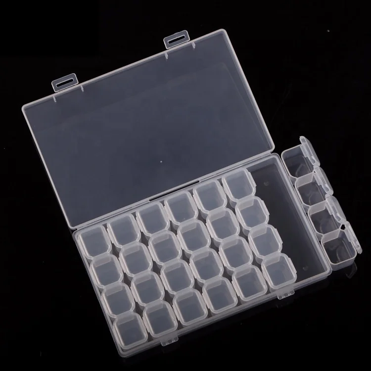 clear plastic large nail art jewelry beads display 28 Slots empty adjustable plastic storage box
