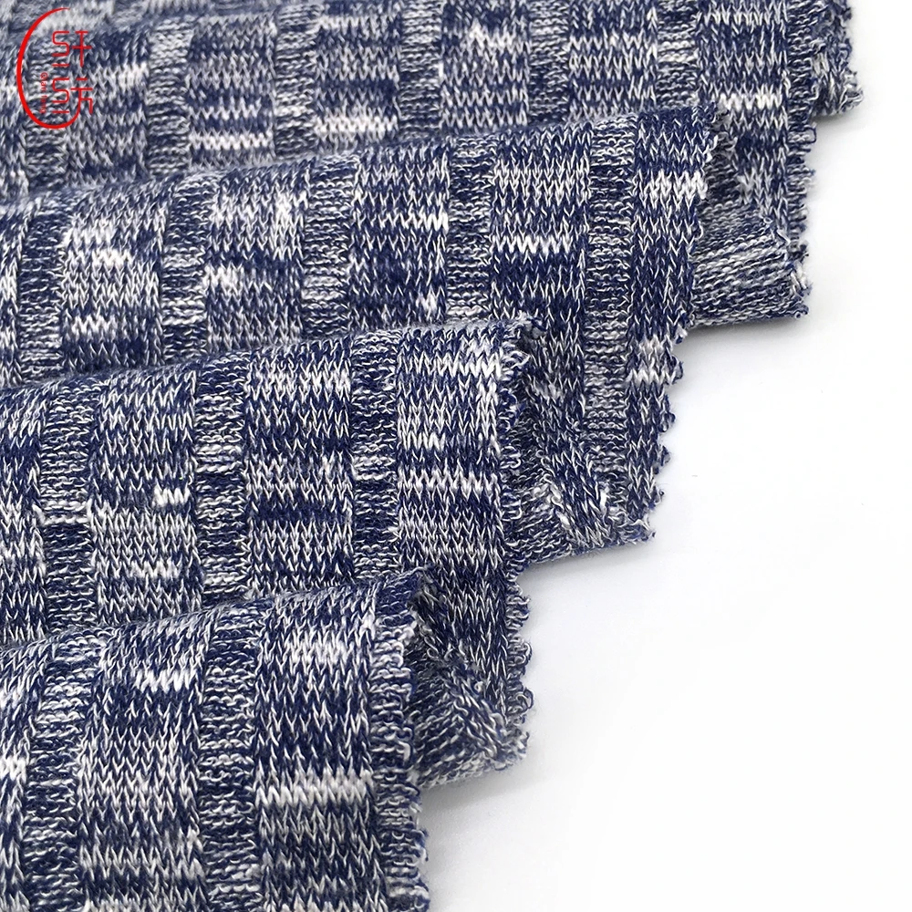 hot sales wide rib knit fabric viscose with melange for dress material