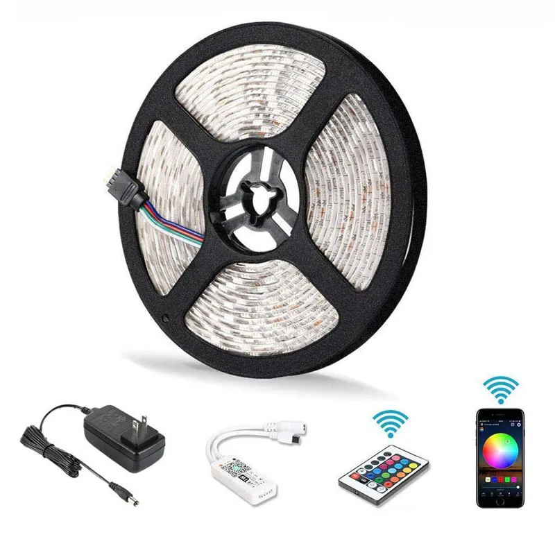Alexa Google Tuya RGB LED Strip Smart WiFi LED Strip Light 5050 Smart Strip Lights 5M 10M
