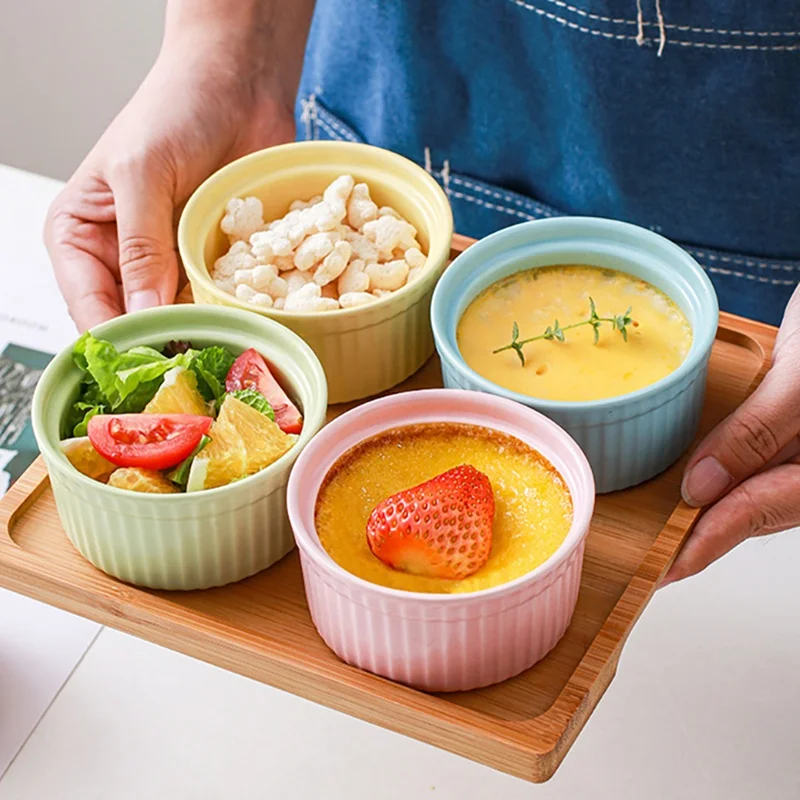 Porcelain Bakeware Set Baking Souffle Ceramic Bowl With Lid