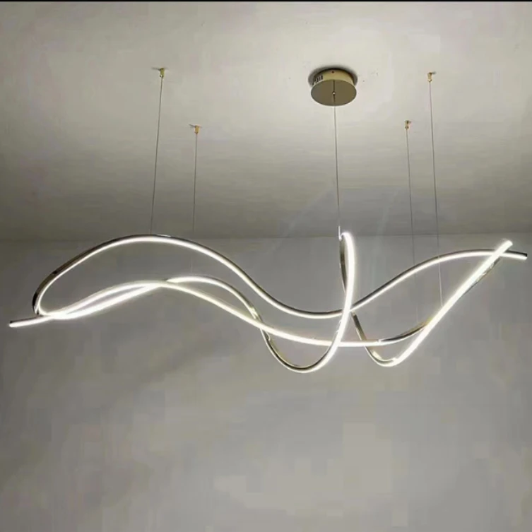 Dining Table Up Hanging Lamp Luminous Rope 360 Degree Lighting Restaurant Chandelier Ballroom Pendant Motif Light