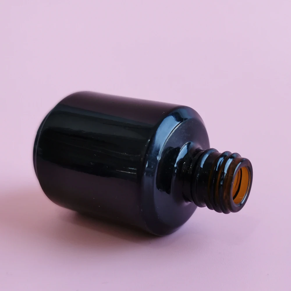 Custom 15ml Round Glossy Amber Color Empty Clear Glass Gel Nail Polish Bottle With Brush and cap