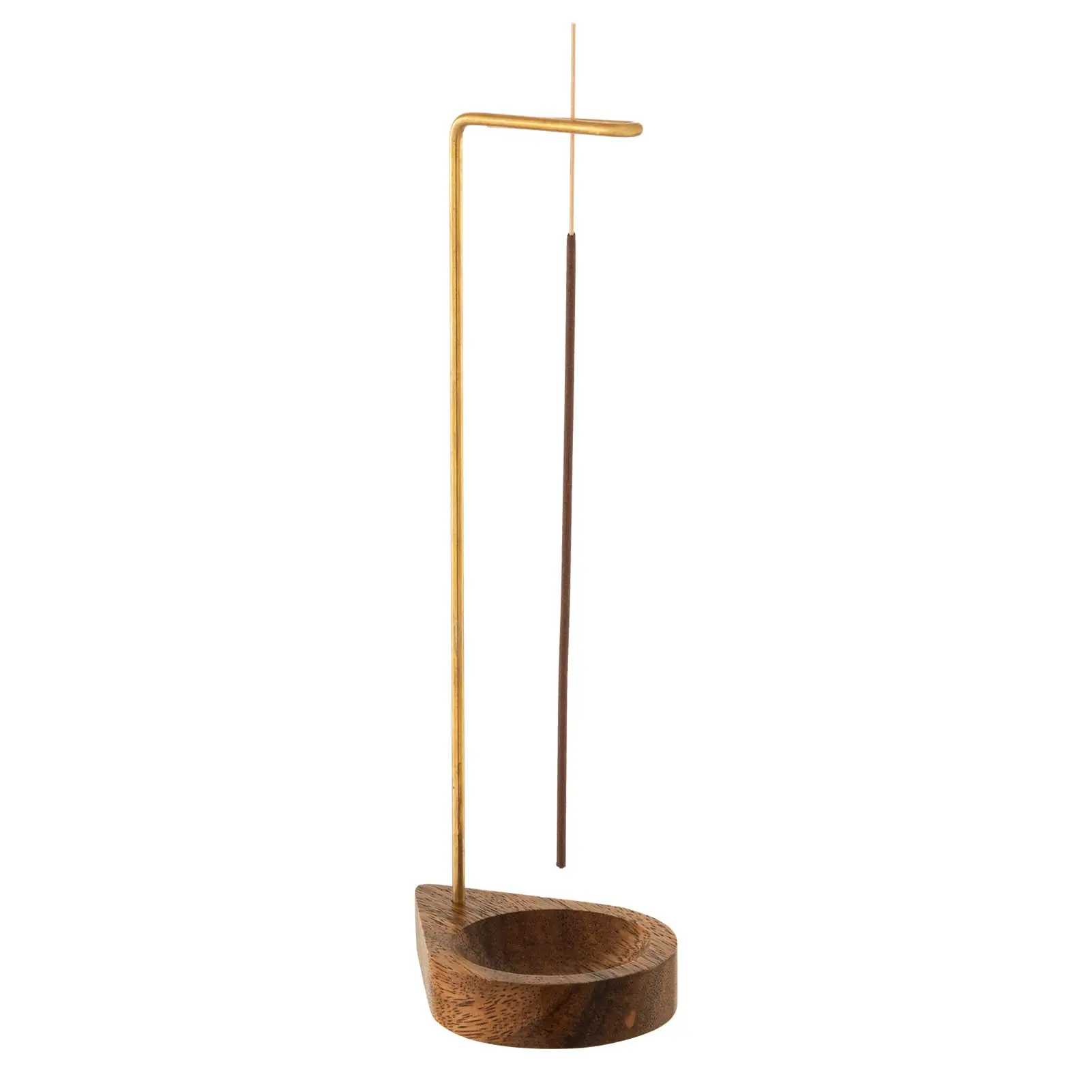 Brass Incense Burner Holder for Home and Office Decor, Modern Incense-Stick Holder,Incense Holder with Walnut Base,