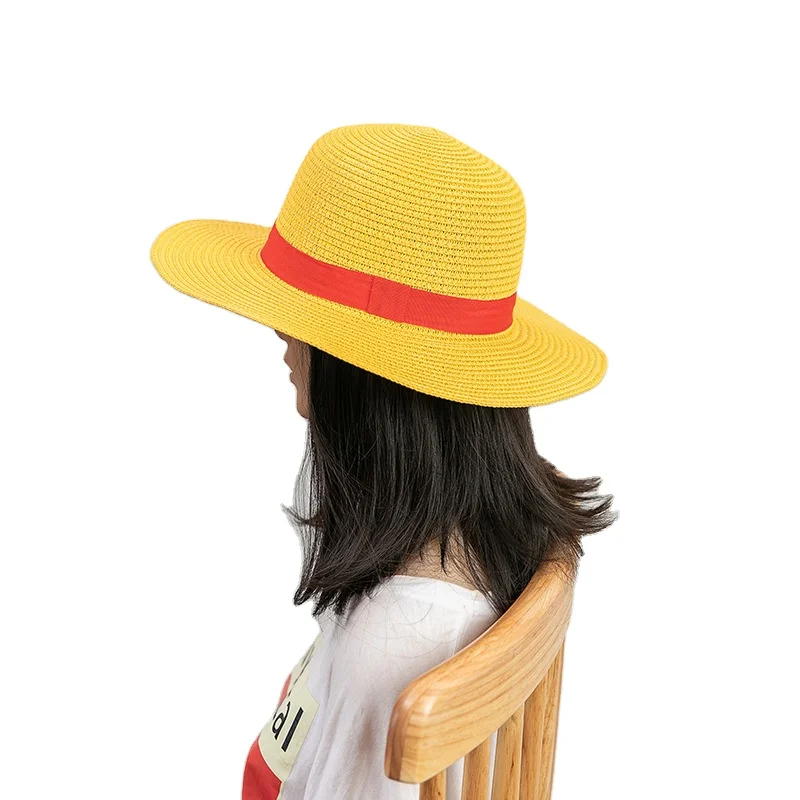 Custom Popular Cartoon Anime Summer Sunscreen Beach Hat Fancy Outdoor Travel Sun hats Unisex Luffy Cosplay Straw Hat